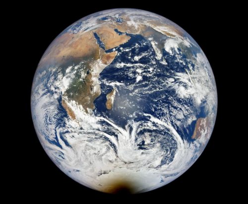 The Moon's shadow can be seen falling on Antarctica during the total solar eclipse on December 4, 2021.