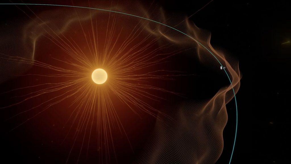 Drawing showing the Parker Solar Probe entering the Sun's corona.