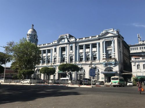 Pansodan historic buildings in Yangon, Myanmar