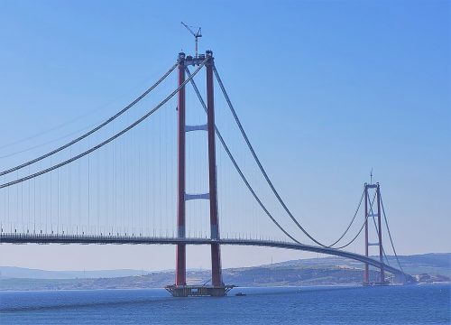 1915 Çanakkale Bridge from Asia view on March 27, 2022.