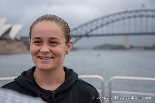 Australia's Ashleigh Barty chatting to a TV crew, Sydney, Australia - January 6, 2019.