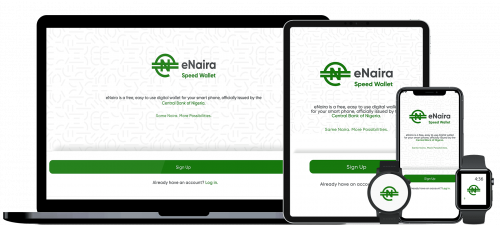 An image showing the eNaira Speed Wallet on several different devices.