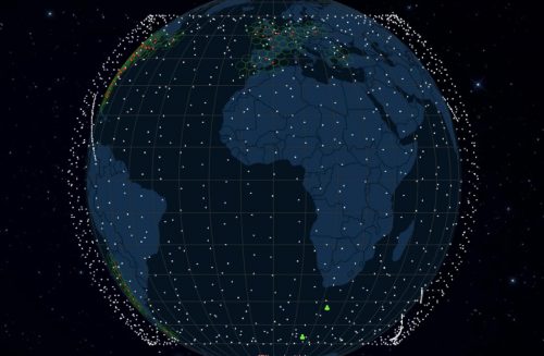 Map showing location of satellites in Starlink 'satellite constellation'.