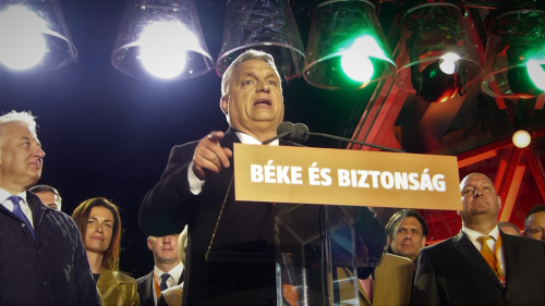 Victory speech of Viktor Orban in front of Bálna, in Budapest, Hungary on April 3.