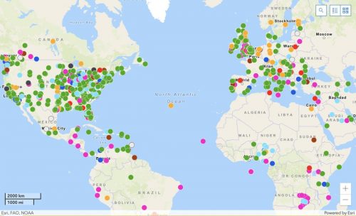 A map of Earth Day activities around the world for Earth Day, 2022.