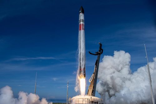 Rocket Lab's Electron rocket blasts off on May 2, 2022.