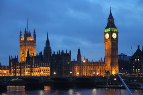 Houses of Parliament, London at night.