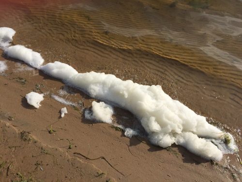 PFAS foam in Van Ettan Lake in Oscoda, Michigan
