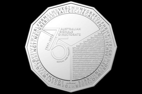 Special coin with codes released by the Royal Australian Mint to celebrate the Australian Signals Directorate's (ASD) 75th anniversary.
