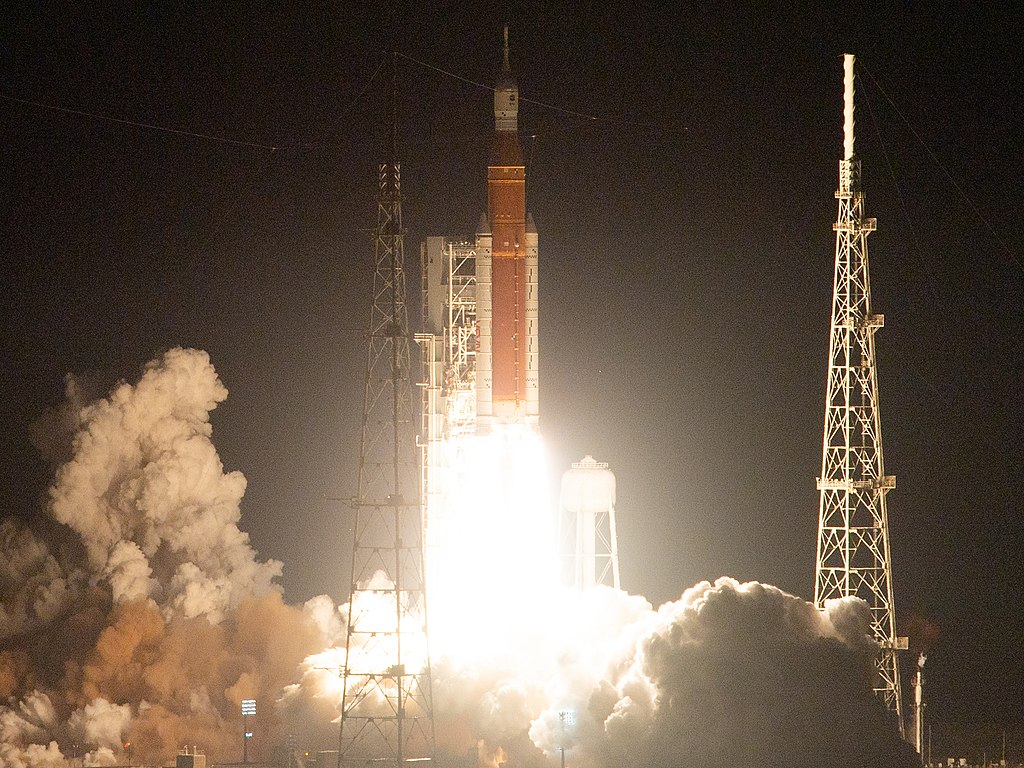 NASA’s Space Launch System rocket carrying the Orion spacecraft launches on the Artemis I flight test, Wednesday, Nov. 16, 2022, from Launch Complex 39B at NASA’s Kennedy Space Center in Florida.