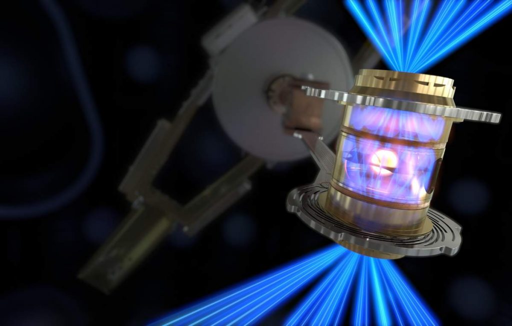 To create fusion ignition, the National Ignition Facility’s laser energy is converted into X-rays inside the hohlraum, which then compress a fuel capsule until it implodes, creating a high temperature, high pressure plasma.