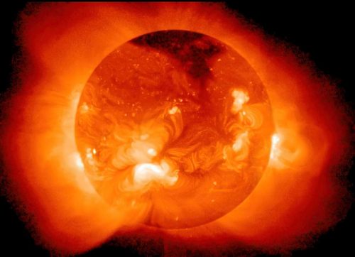 This image shows the Sun as viewed by the Soft X-Ray Telescope (SXT) onboard the orbiting Yohkoh satellite. The bright, loop-like structures are hot (millions of degrees) plasma confined by magnetic fields rooted in the solar interior.