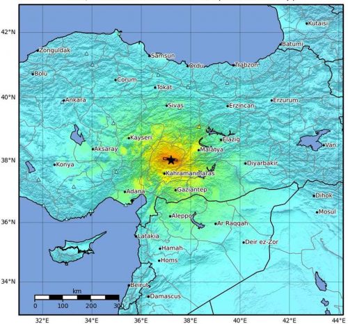 ShakeMap of the 2023 Kahramanmaraş earthquake