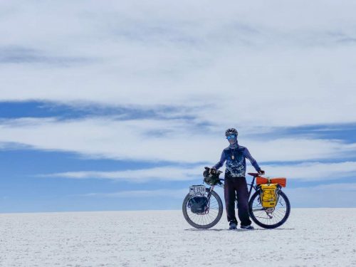 Liam Garner at the world's largest salt flat, Salar de Uyuni, in Bolivia on November 3, 2022.