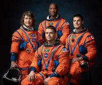 Official crew portrait for Artemis II, from left: NASA Astronauts Christina Koch, Victor Glover, Reid Wiseman, Canadian Space Agency Astronaut Jeremy Hansen.