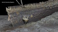 Image of the bow of the Titanic from a 3D scan.