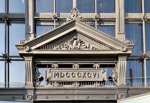 Anti-bird spikes on a building in Bucharest. Romania.