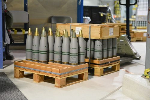 Palletized 105mm projectiles await destruction at the Pueblo Chemical Agent-Destruction Pilot Plant.