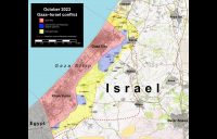 Map showing October 2023 Gaza−Israel conflict