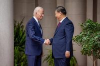 US President Joe Biden shaking hands with China President Xi Jinping in November, 2023.