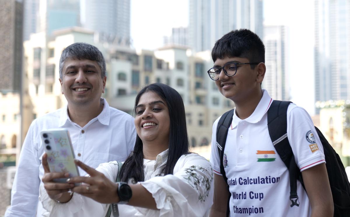 Aaryan and his parents on a recent trip to Dubai, UAE, where he set six Guinness World Records.