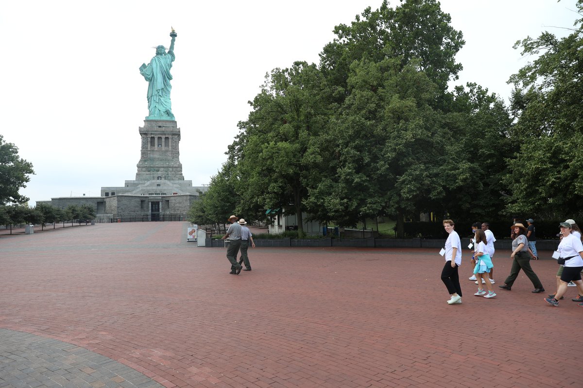 Winners of last year's America's Field Trip contest on a field trip to the Statue of Liberty.