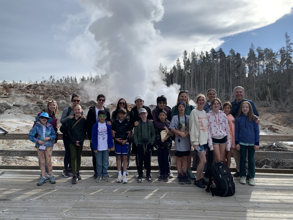 Winners of last year's America's Field Trip contest on a field trip to Yellowstone National Park.