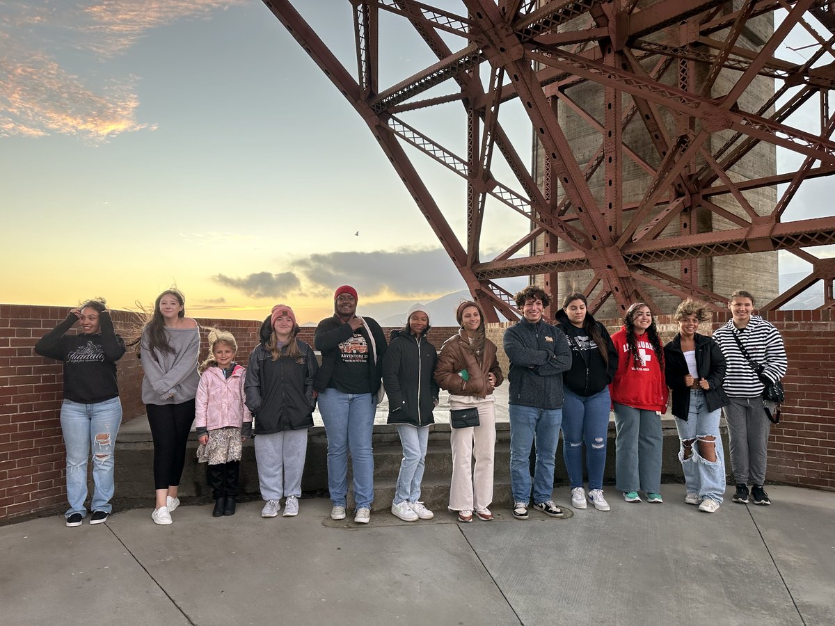 Winners of last year's America's Field Trip contest on a field trip to the Golden Gate Bridge.