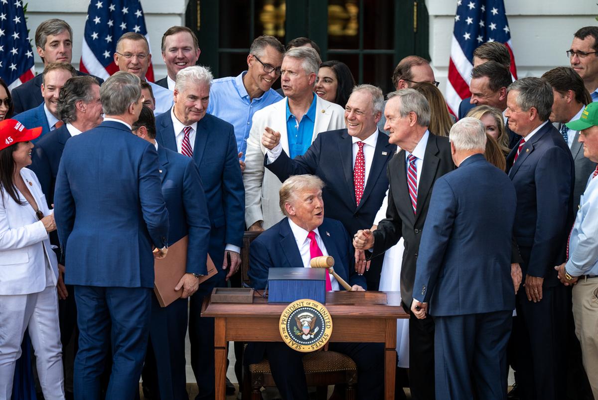 President Donald Trump enacts the One Big Beautiful Bill on July 4, 2025.
