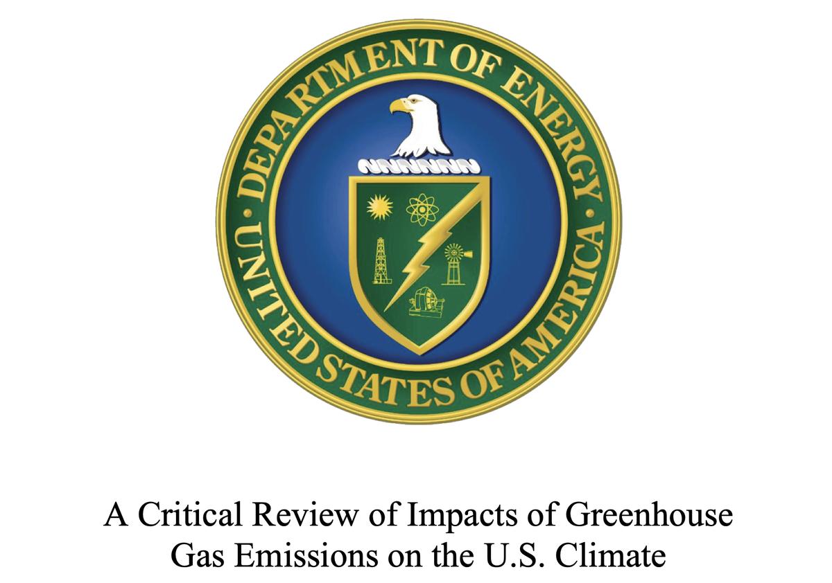 Image of a new report from the Department of Energy which suggests that the climate crisis isn't so dangerous.