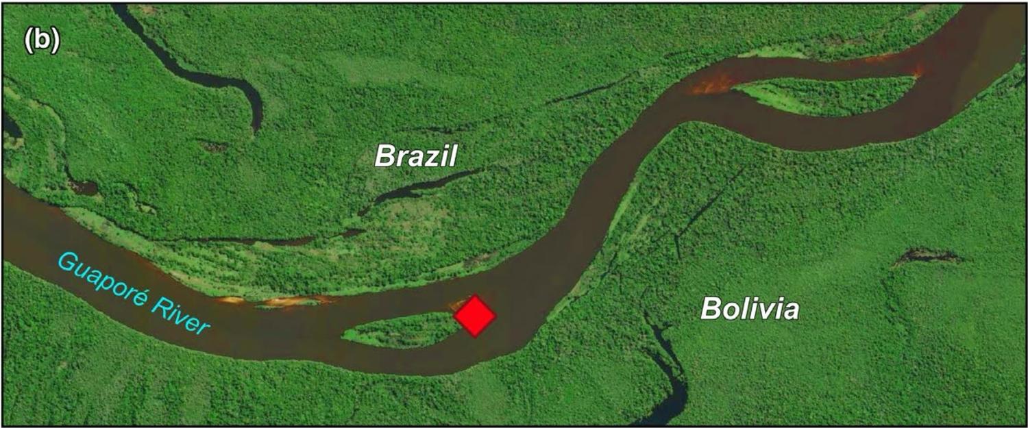 Map showing the location of the nesting site of the Giant South American River Turtles.
