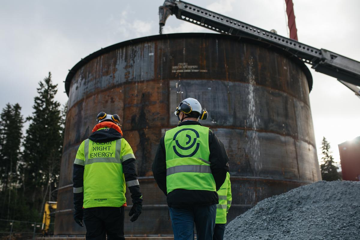 Polar Night's "sand battery" being filled with crushed soapstone.
