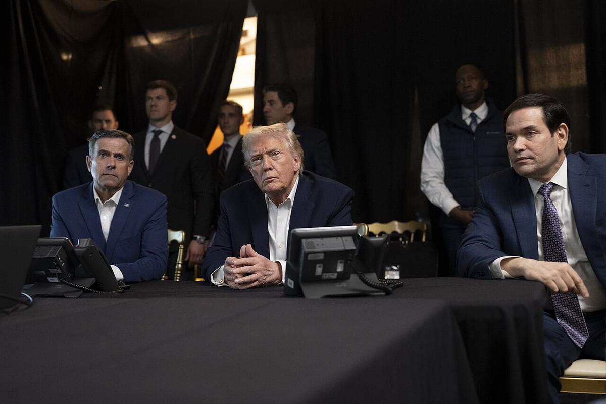 CIA Director John Ratcliffe, President Donald Trump, and Secretary of State Marco Rubio monitor U.S. military operations in Venezuela, from Mar-a-Lago Club in Palm Beach, Florida, on Saturday, January 3, 2026.