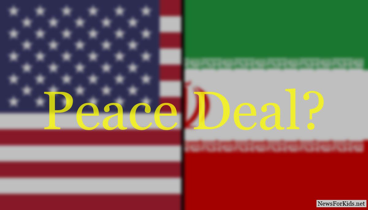 An image showing half of a US flag and half of an Iranian flag with the text "Peace Deal?" superimposed.