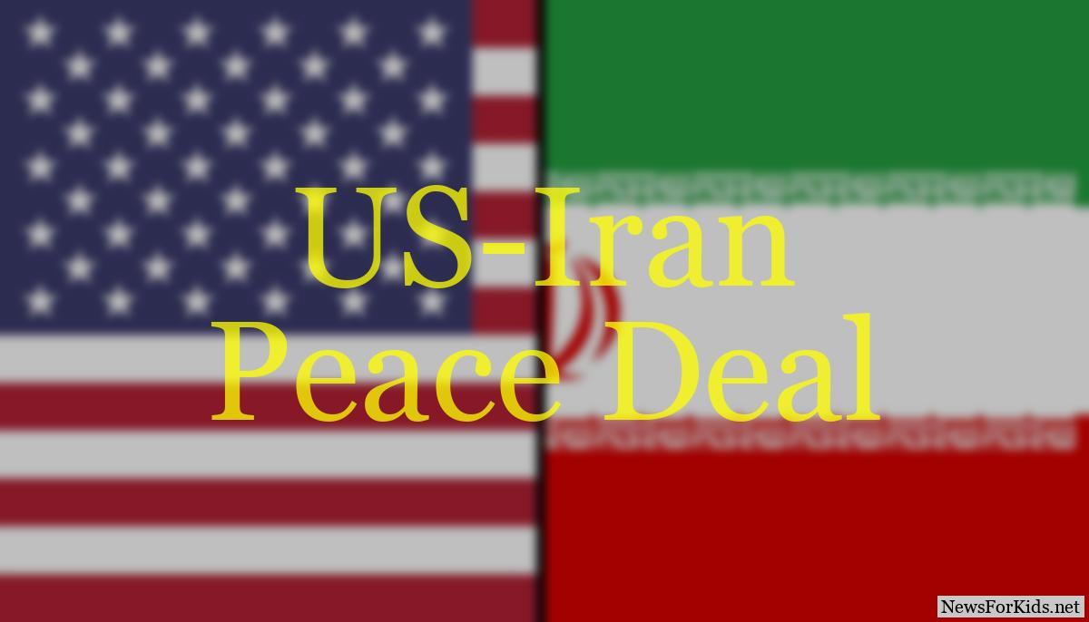 An image showing half of a US flag and half of an Iranian flag with the text "US-Iran Peace Deal" superimposed.